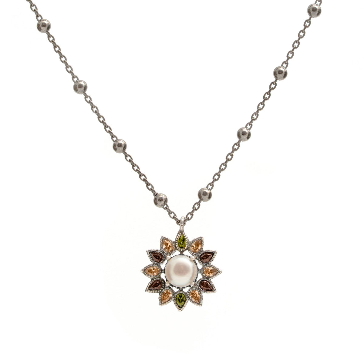 Colgante flor plata