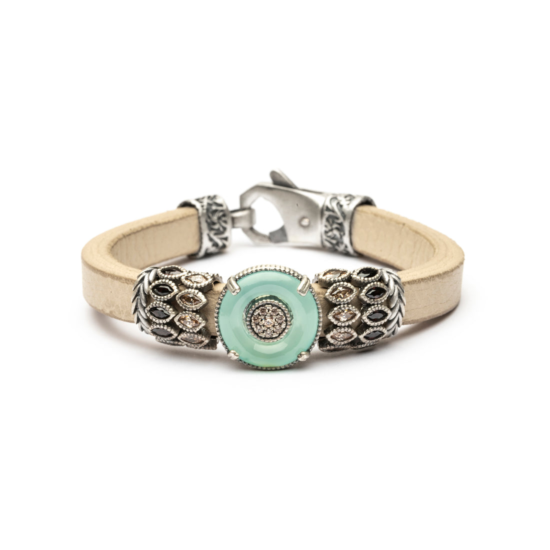 Pulsera Cuero Plata Aro