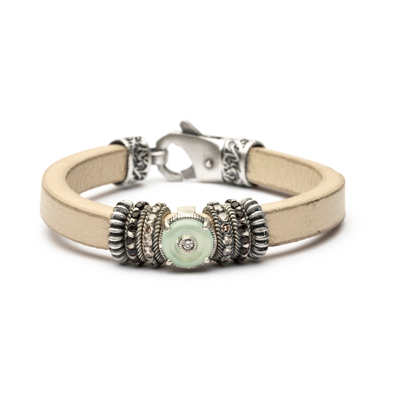 Pulsera Cuero Plata Aro Pequeño