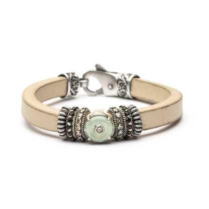 Pulsera Cuero Plata Aro Pequeño