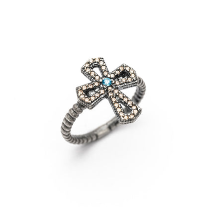 Anillo Plata Cruz Circonitas