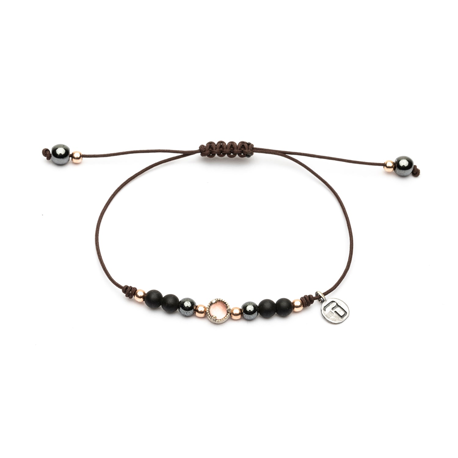 Pulsera Plata Macramé Hematites