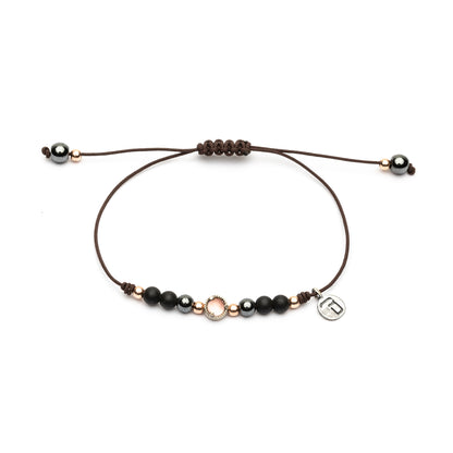 Pulsera Plata Macramé Hematites