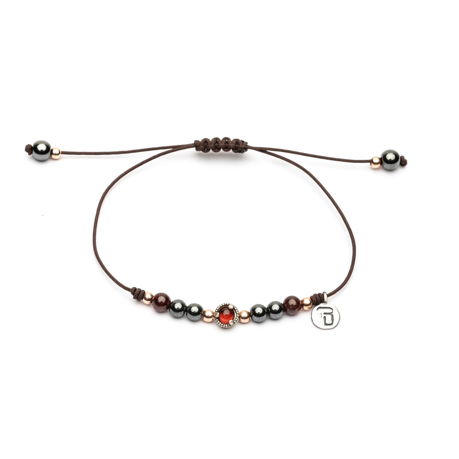 Pulsera Plata Macramé Hematites