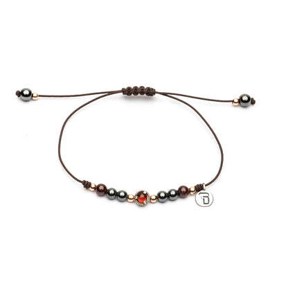 Pulsera Plata Macramé Hematites