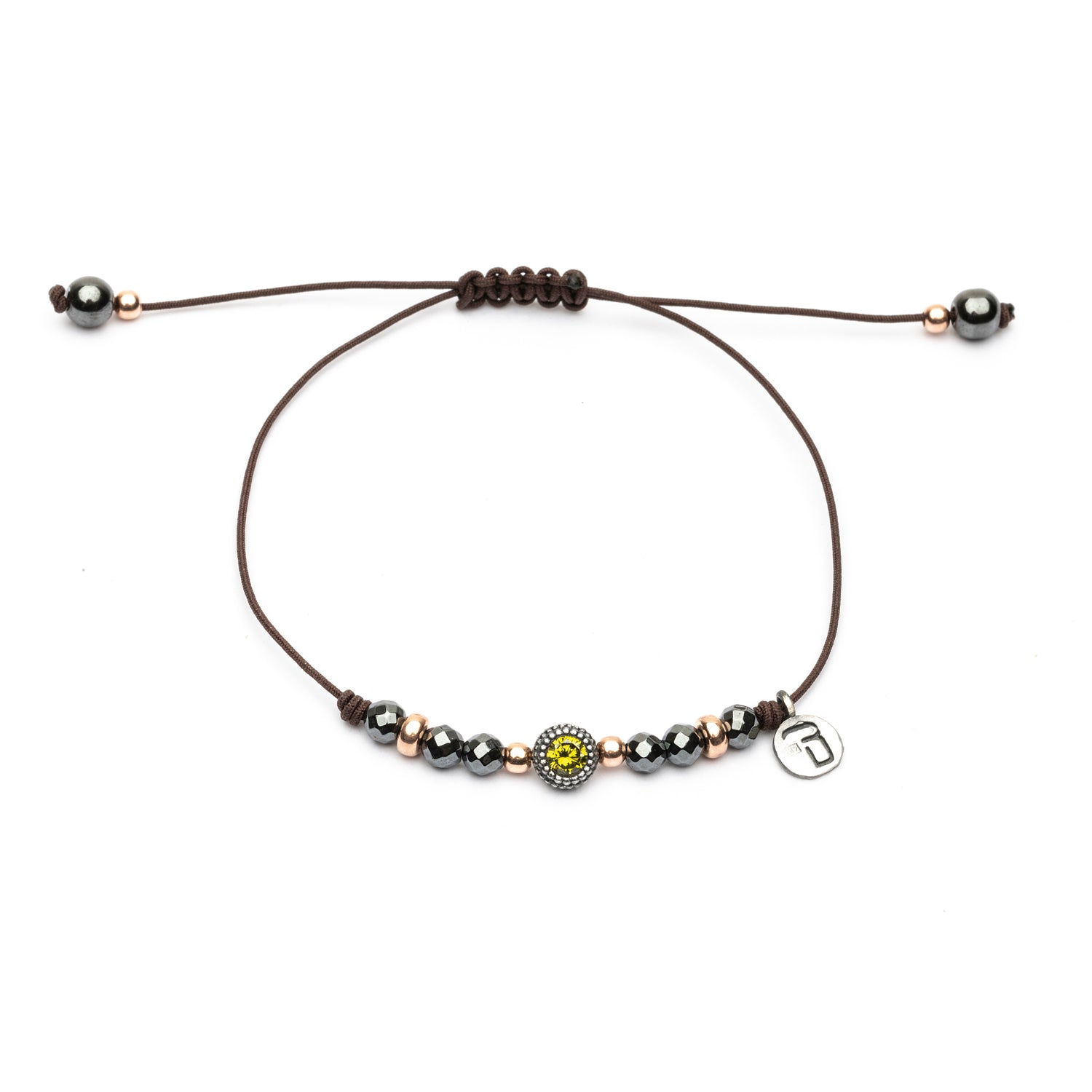 Pulsera Plata Macramé Hematites