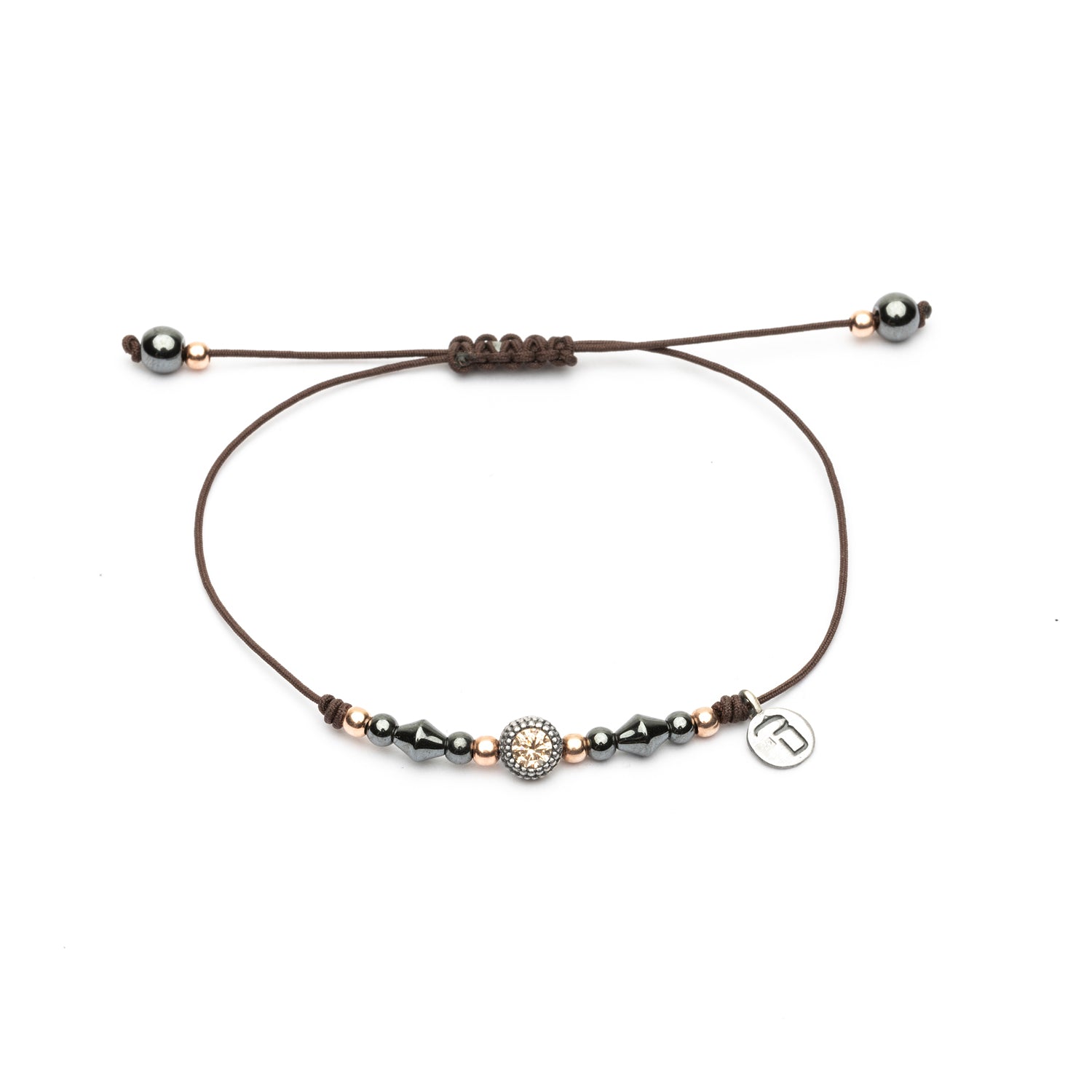 Pulsera Plata Macramé Hematites