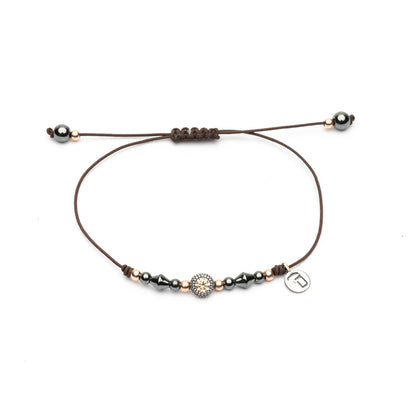 Pulsera Plata Macramé Hematites