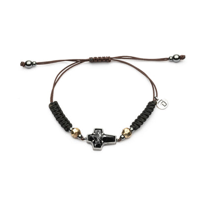 Pulsera Cruz Plata Macramé