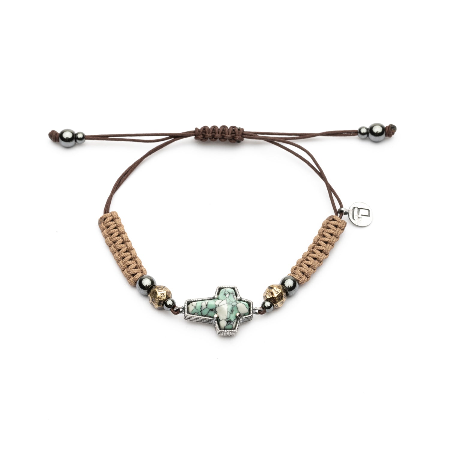 Pulsera Cruz Plata Macramé