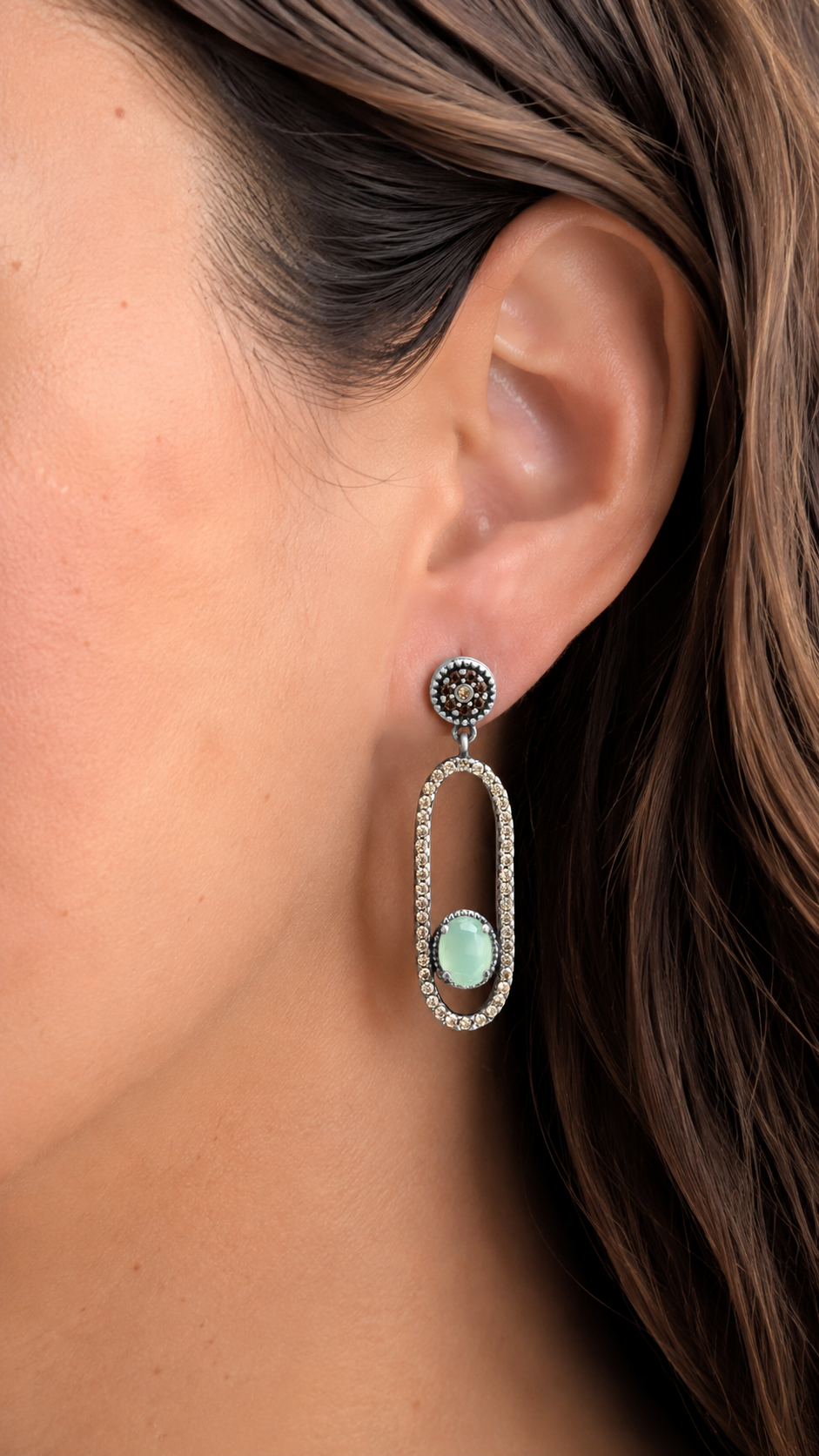 Pendientes plata calcedonia y circos cava