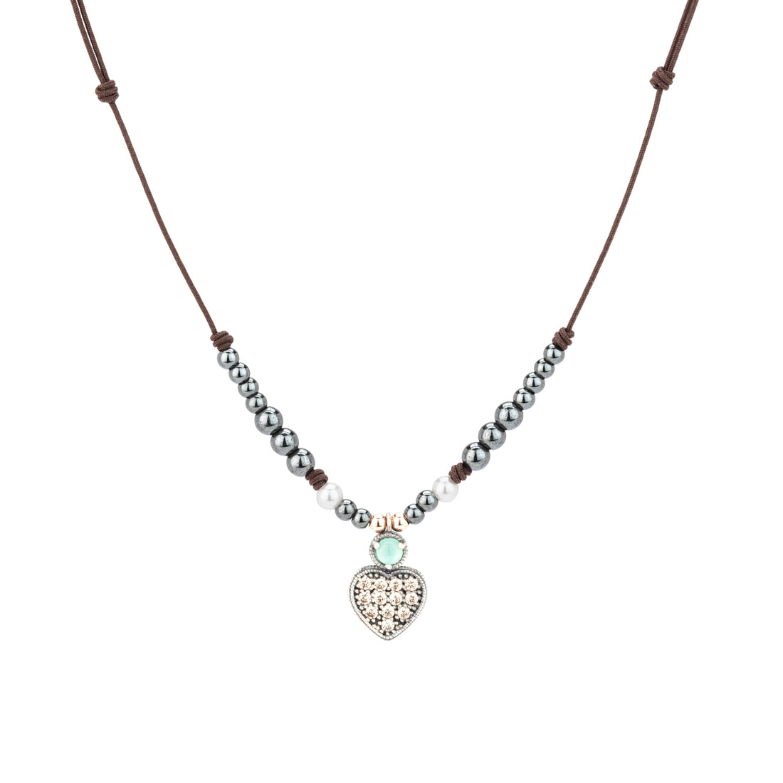 Colgante Plata Macramé Corazón