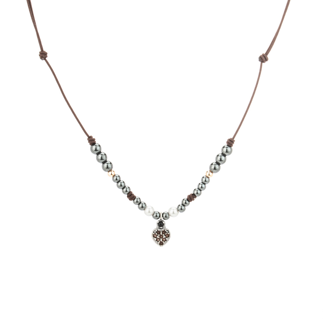 Colgante Plata Macramé Corazón Circonitas