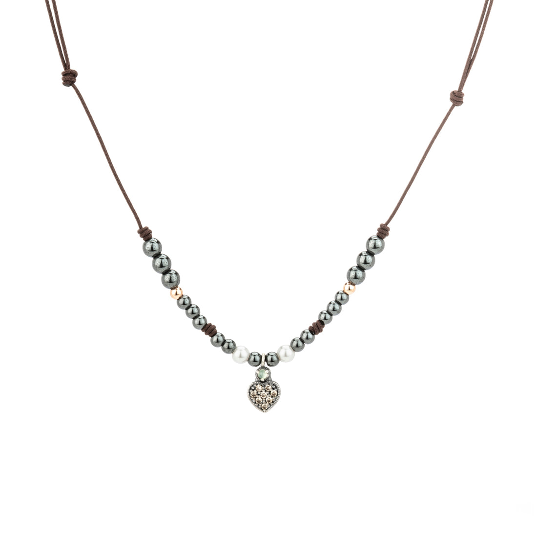 Colgante Plata Macramé Corazón Circonitas