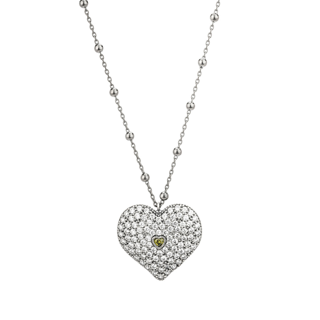 Colgante Plata Corazón Pavé Circonitas