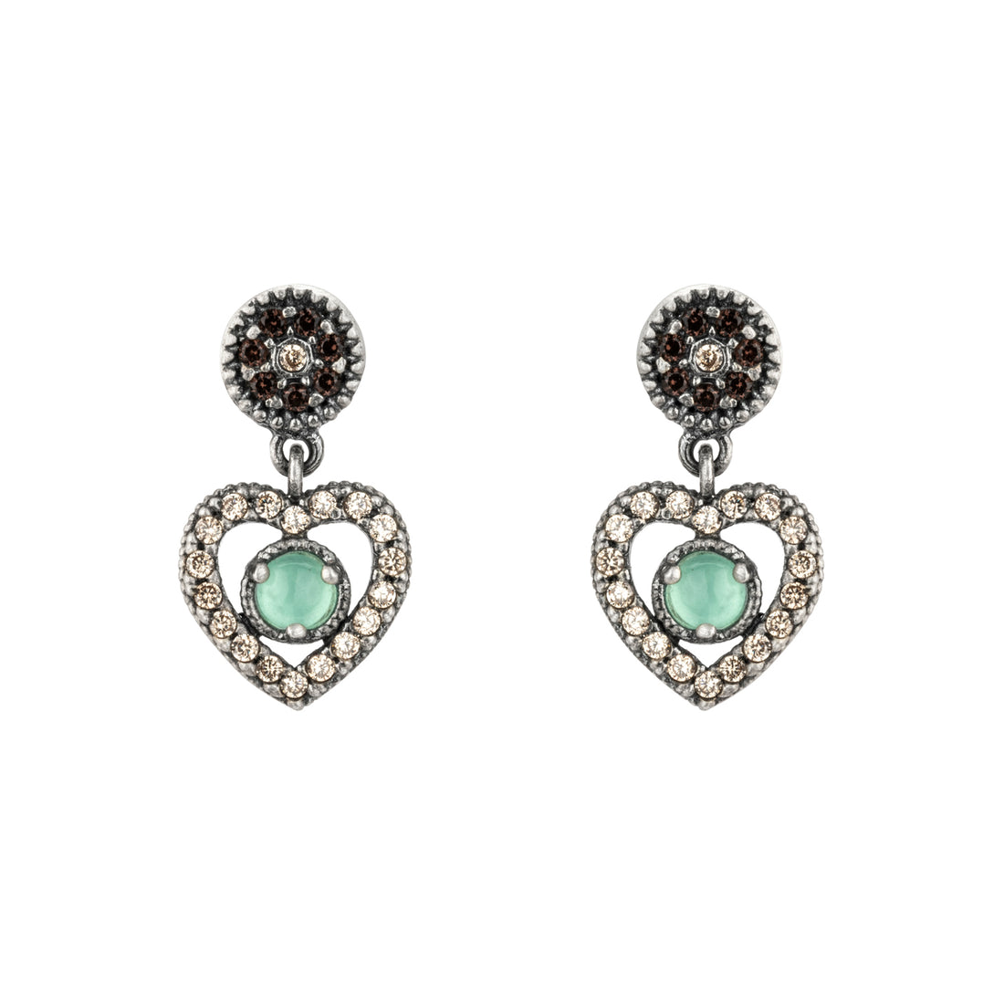 Pendientes Plata Corazón Piedras