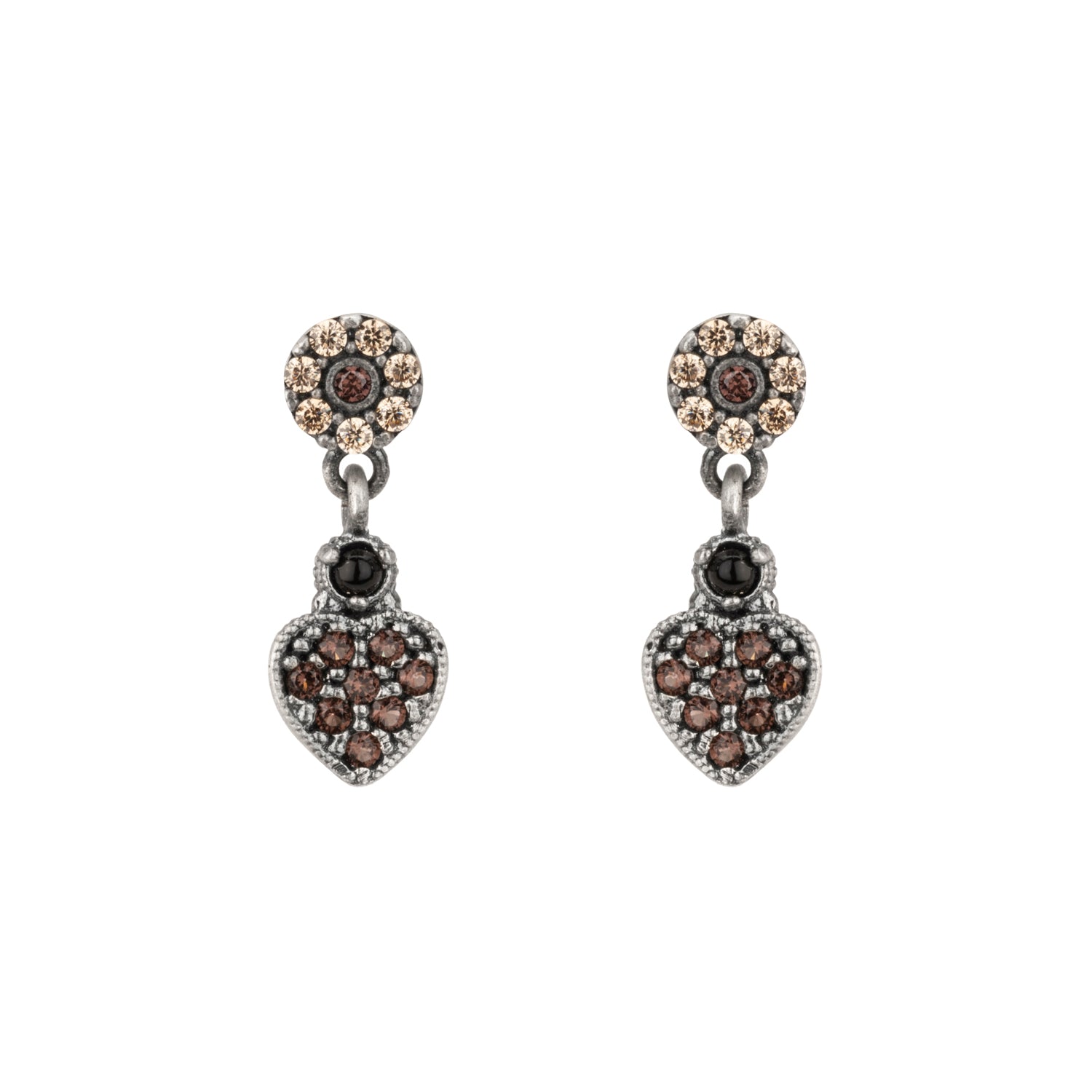 Silver Heart Earrings with Cubic Zirconia