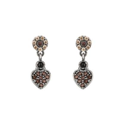 Silver Heart Earrings with Cubic Zirconia