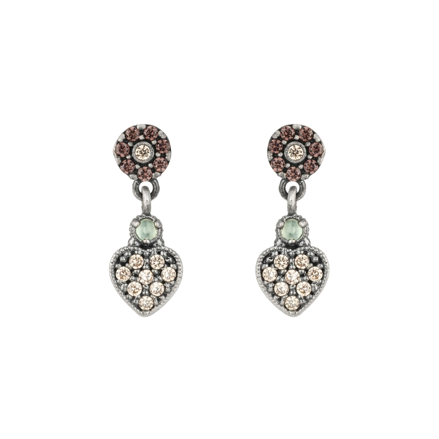 Silver Heart Earrings with Cubic Zirconia