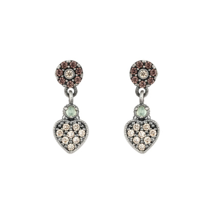 Silver Heart Earrings with Cubic Zirconia