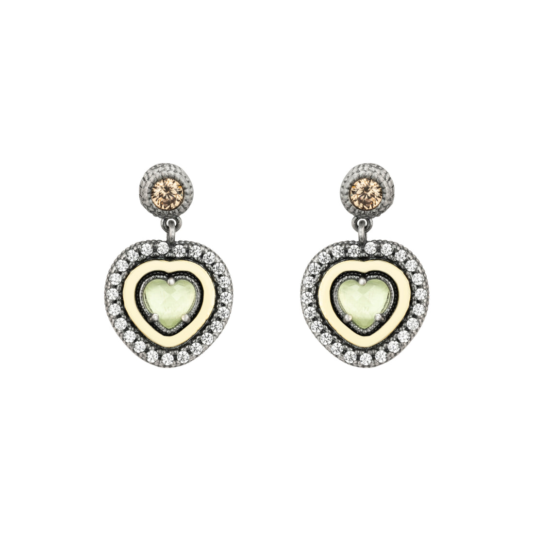 Pendientes Plata y Bronce Corazón