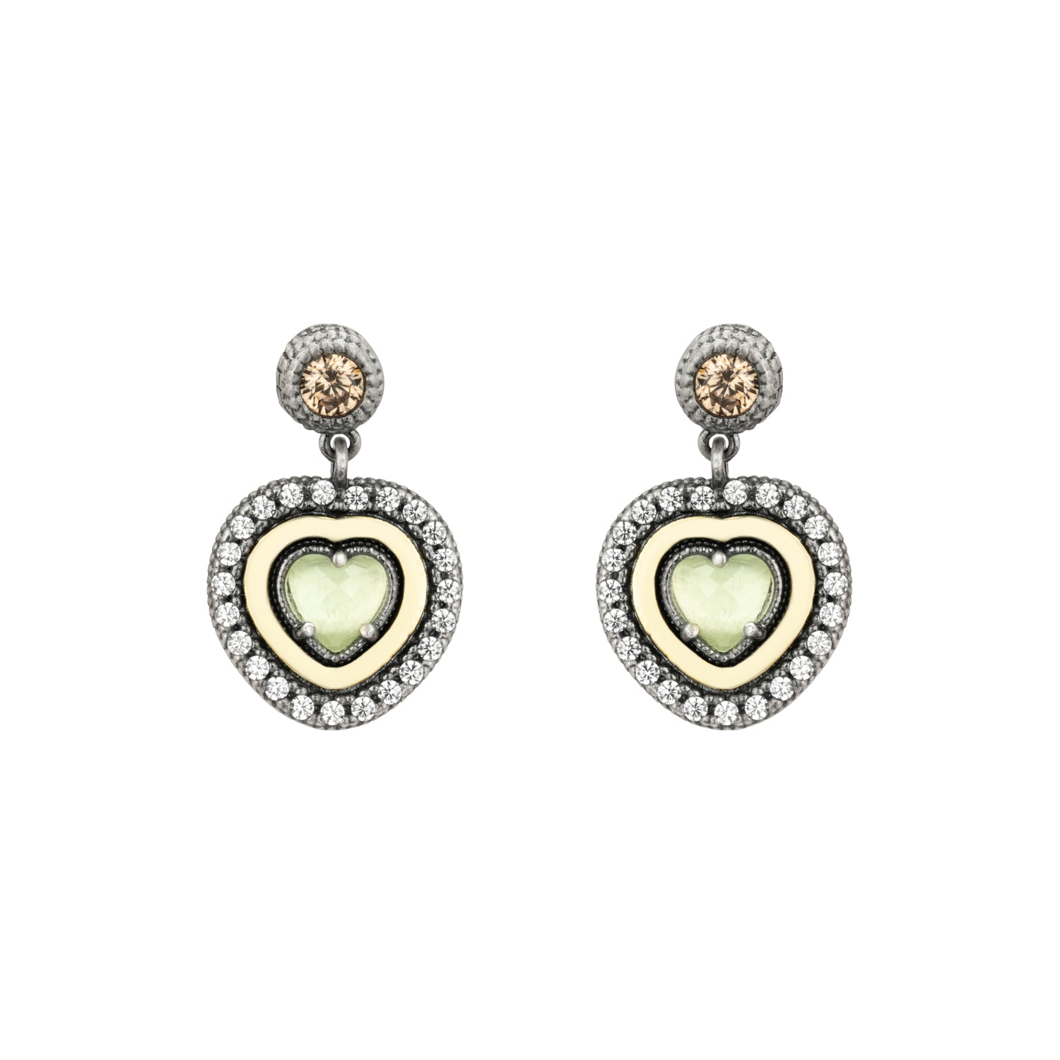 Pendientes Plata y Bronce Corazón