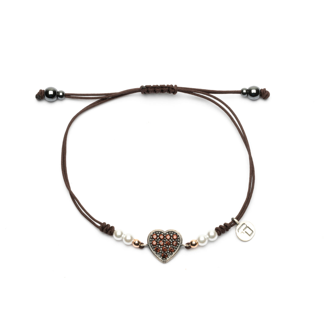 Pulsera Macramé Corazón Plata Circonitas