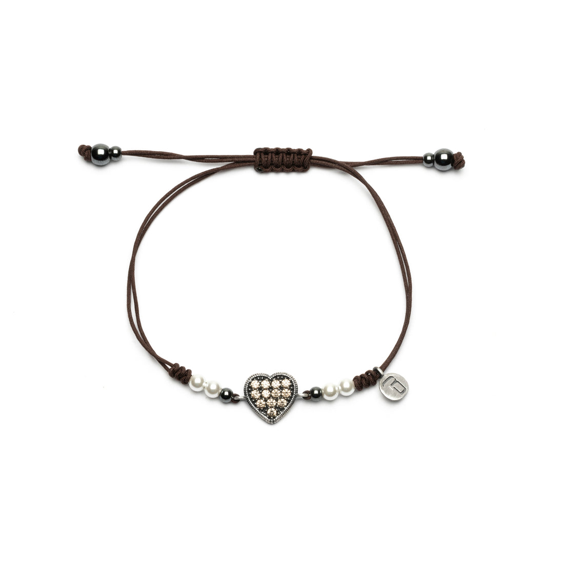 Pulsera Macramé Corazón Plata Circonitas