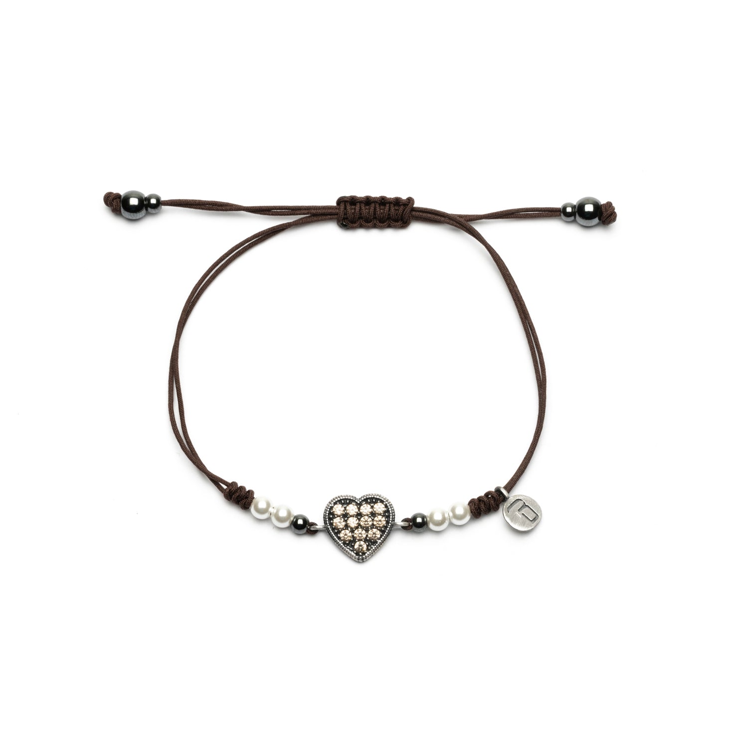 Pulsera Macramé Corazón Plata Circonitas