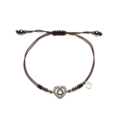 Pulsera Macramé Corazón Plata