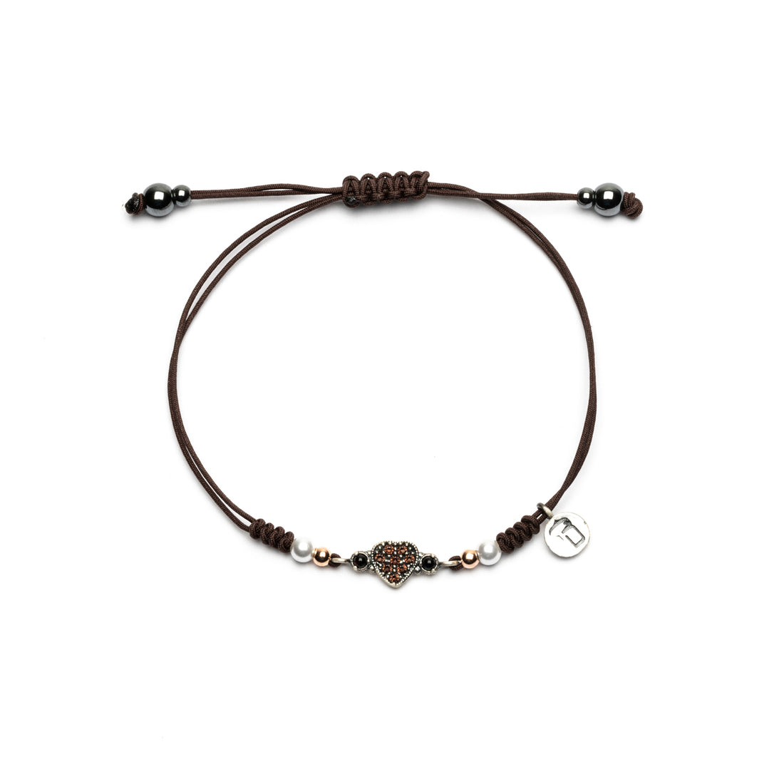 Pulsera Macramé Corazón Plata Circonitas Pequeño