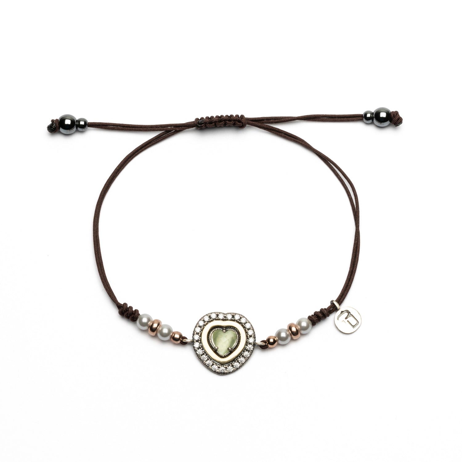 Pulsera Macramé Corazón Plata y Bronce