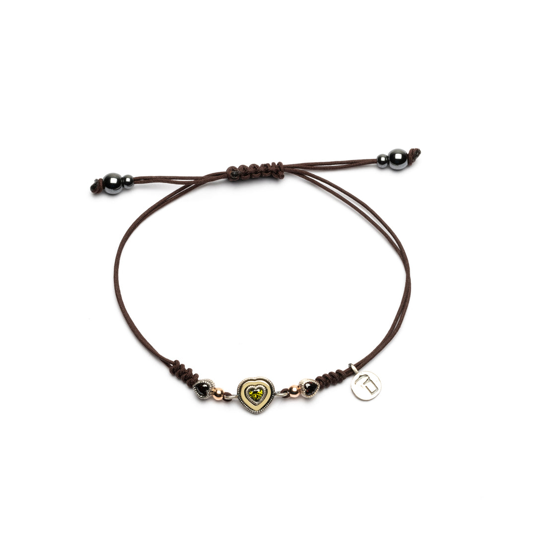 Pulsera Macramé Corazón Mini Plata y Bronce