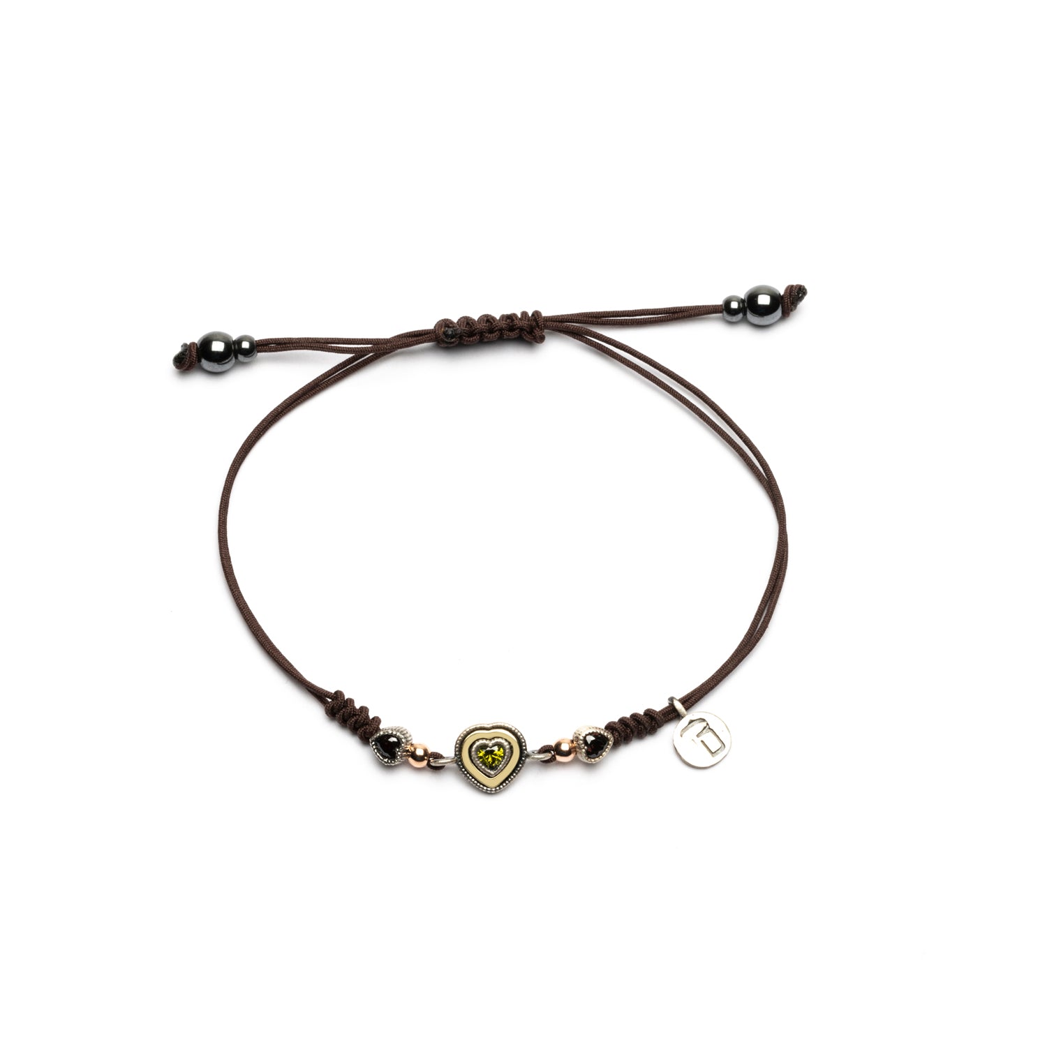 Pulsera Macramé Corazón Mini Plata y Bronce