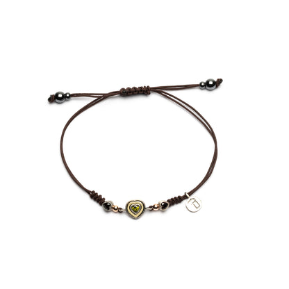 Pulsera Macramé Corazón Mini Plata y Bronce