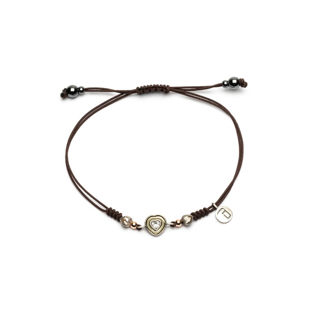 Pulsera Macramé Corazón Mini Plata y Bronce