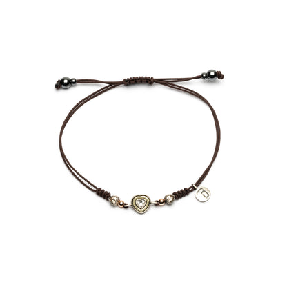 Pulsera Macramé Corazón Mini Plata y Bronce