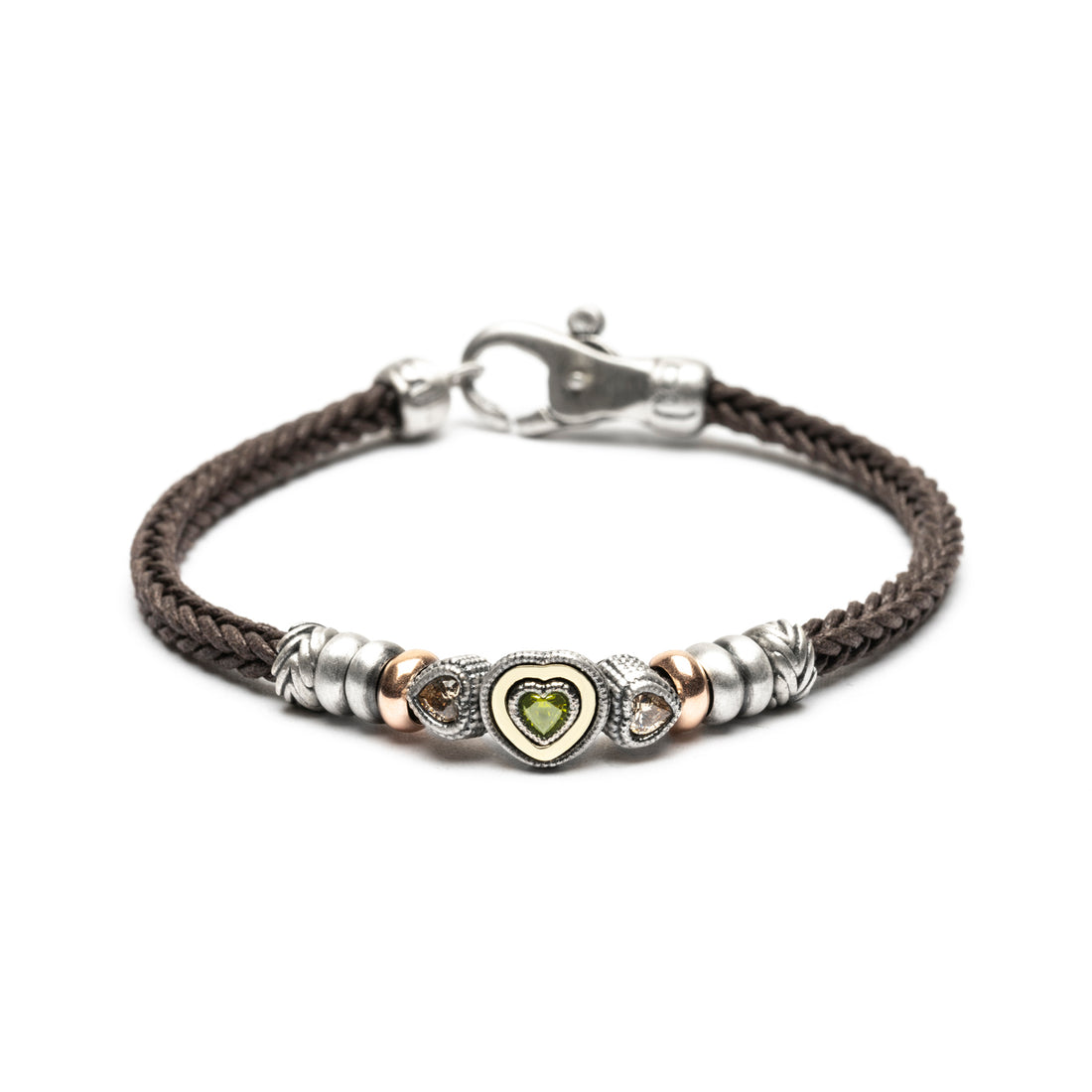 Pulsera Plata y Bronce Corazón