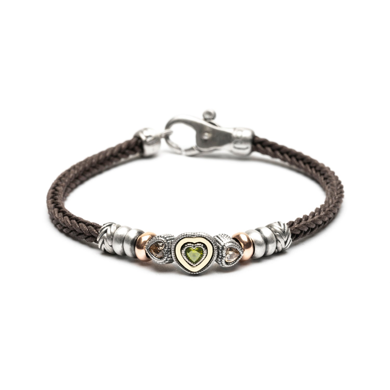 Pulsera Plata y Bronce Corazón