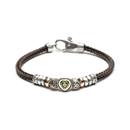 Pulsera Plata y Bronce Corazón