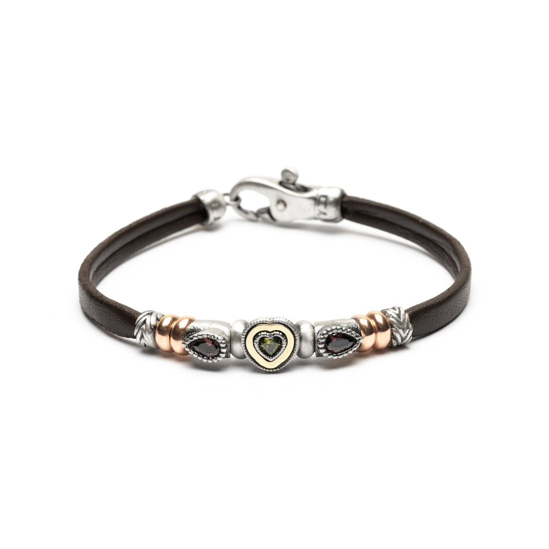 Pulsera Plata y Bronce Corazón