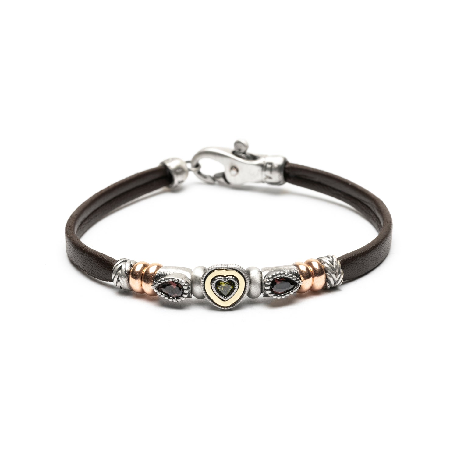 Pulsera Plata y Bronce Corazón