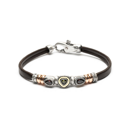 Pulsera Plata y Bronce Corazón