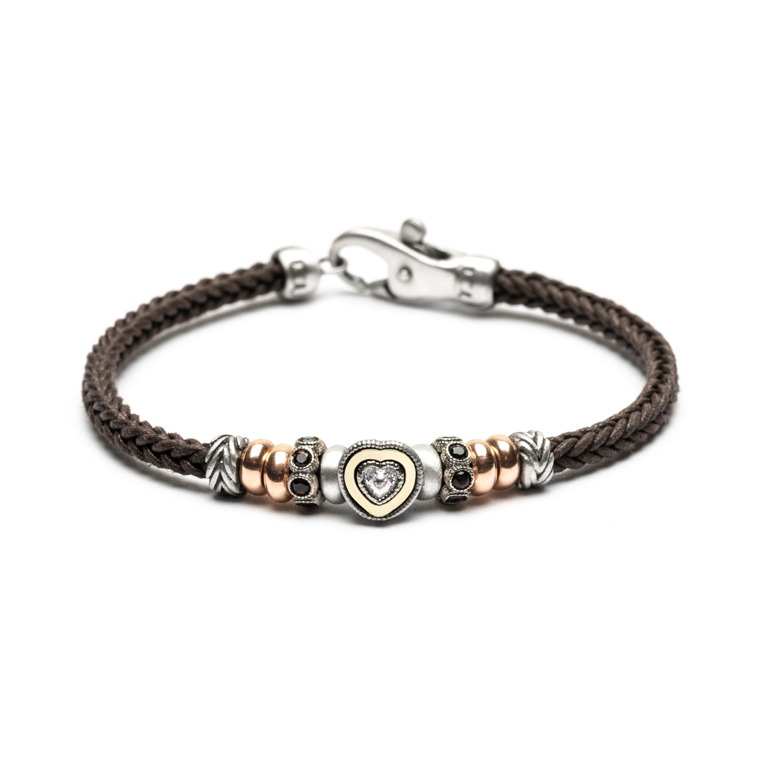 Pulsera Plata y Bronce Corazón