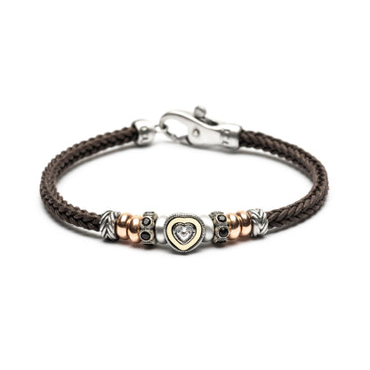 Pulsera Plata y Bronce Corazón