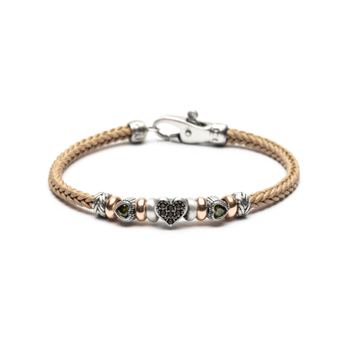 Pulsera Plata y Bronce Corazón