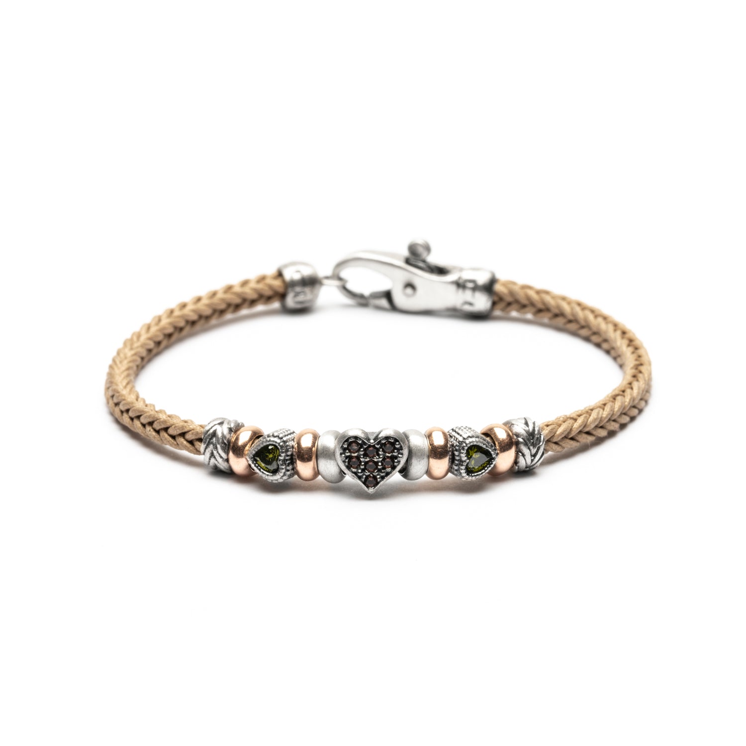 Pulsera Plata y Bronce Corazón