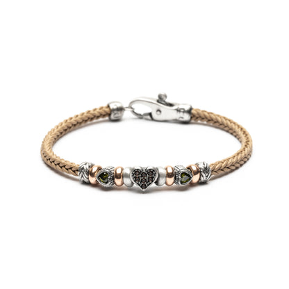 Pulsera Plata y Bronce Corazón