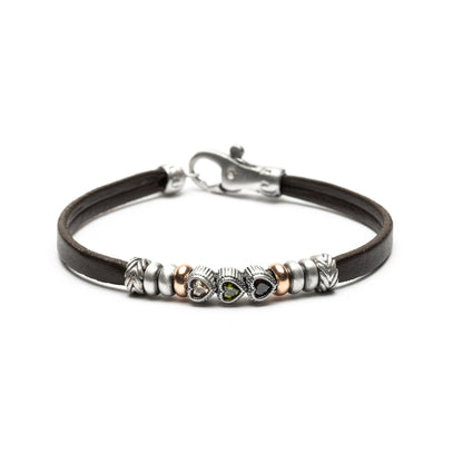 Pulsera Plata y Bronce Corazón