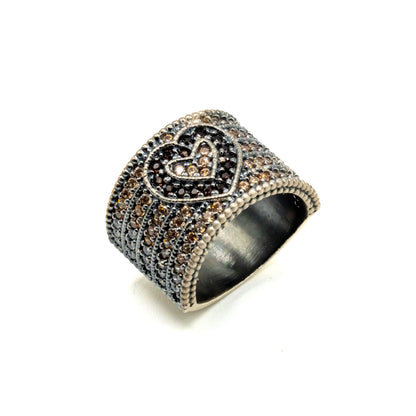 Anillo Ancho Plata Corazón